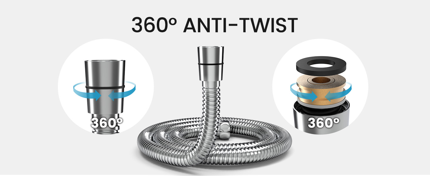 Newentor Shower Head with Hose, High Pressure with Hose Set 1.5m, Universal Shower Head with 6