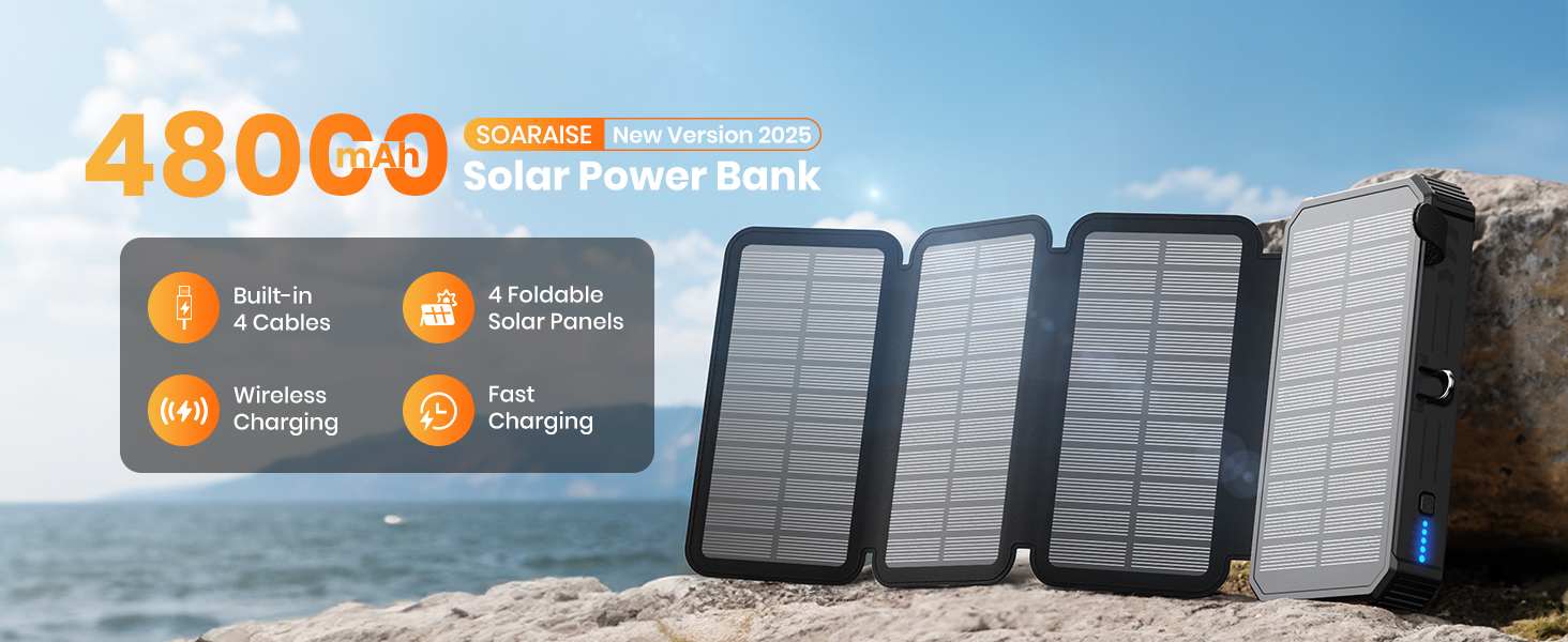 48000mAh solar power bank