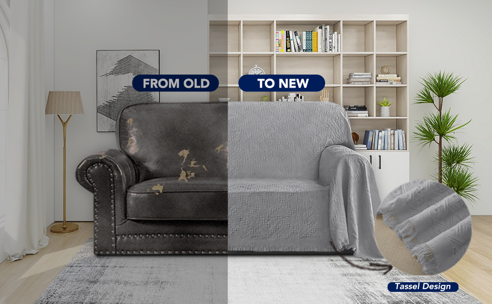 PureFit Geometric Jacquard Throw Sofa Cover Textured Soft