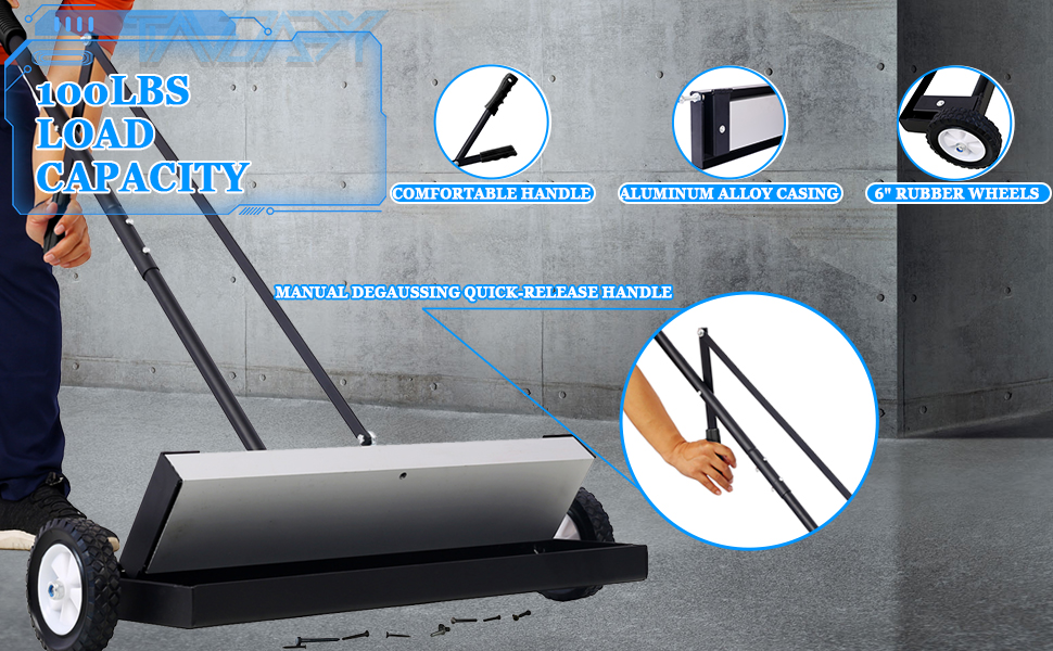 Tandagy 24" Rolling Sweeper with Wheels PushType Powerful