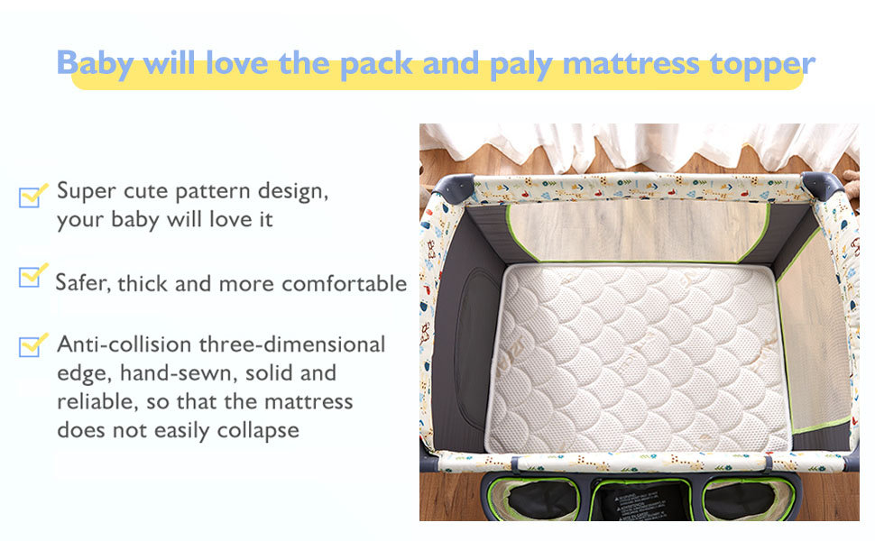 Premium Foam Pack and Play Mattress Topper 38" x 26" Breathable Soft