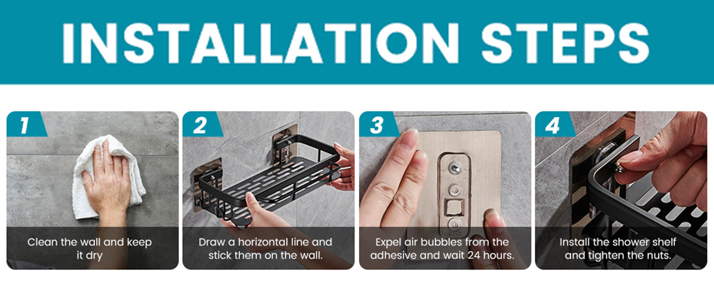 Maykela Shower Caddy Shelf,Wall Mounted Adhesive Shower Rack Corner