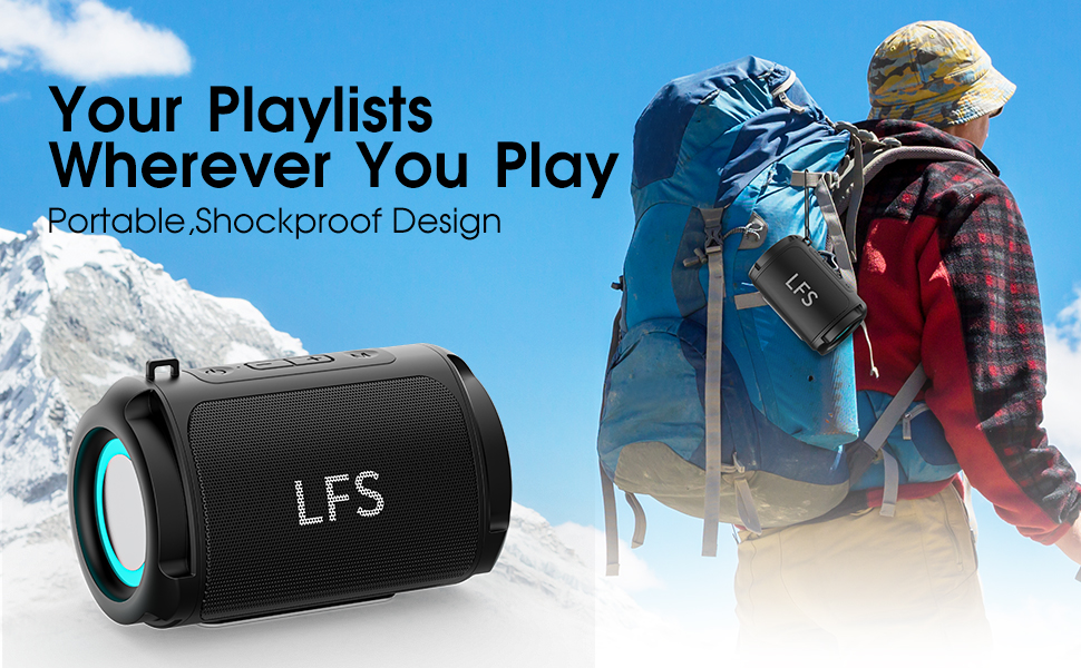 LFS Portable Bluetooth Speakers, Wireless Mini Speaker Waterproof Beach Speaker, TWS Pairing