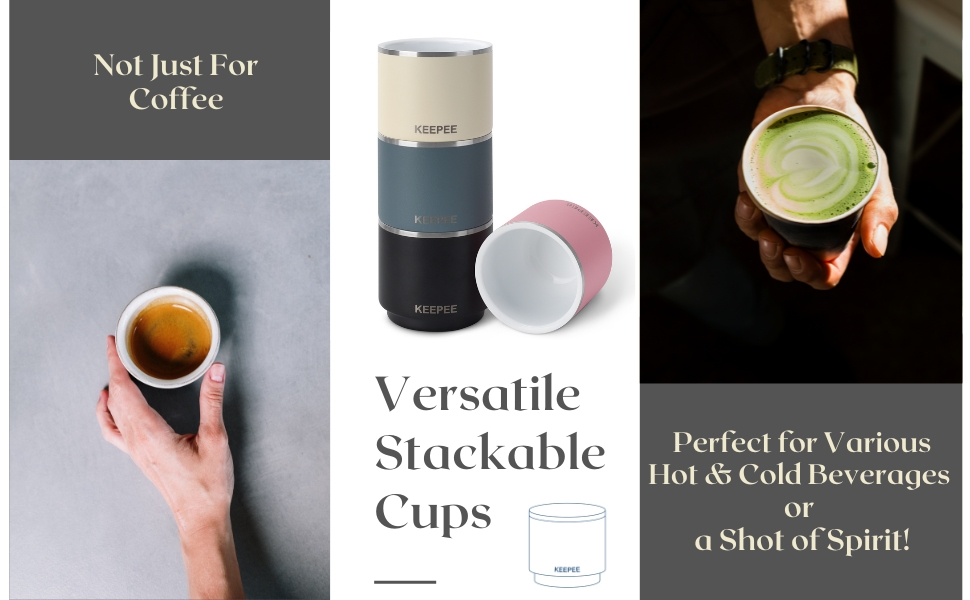 Insulated Stainless Steel Espresso Cups with Ceramic
