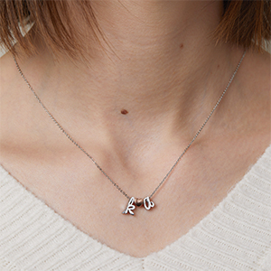 initial with heart necklace gold silver handmade mothers day gift