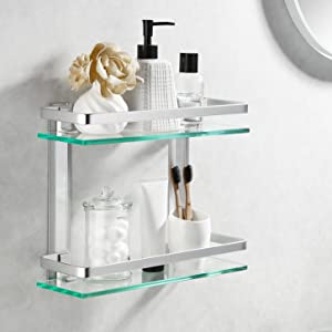 KES Estanteria Baño Aluminio Estante Vidrio Baño 8MM Extra ...