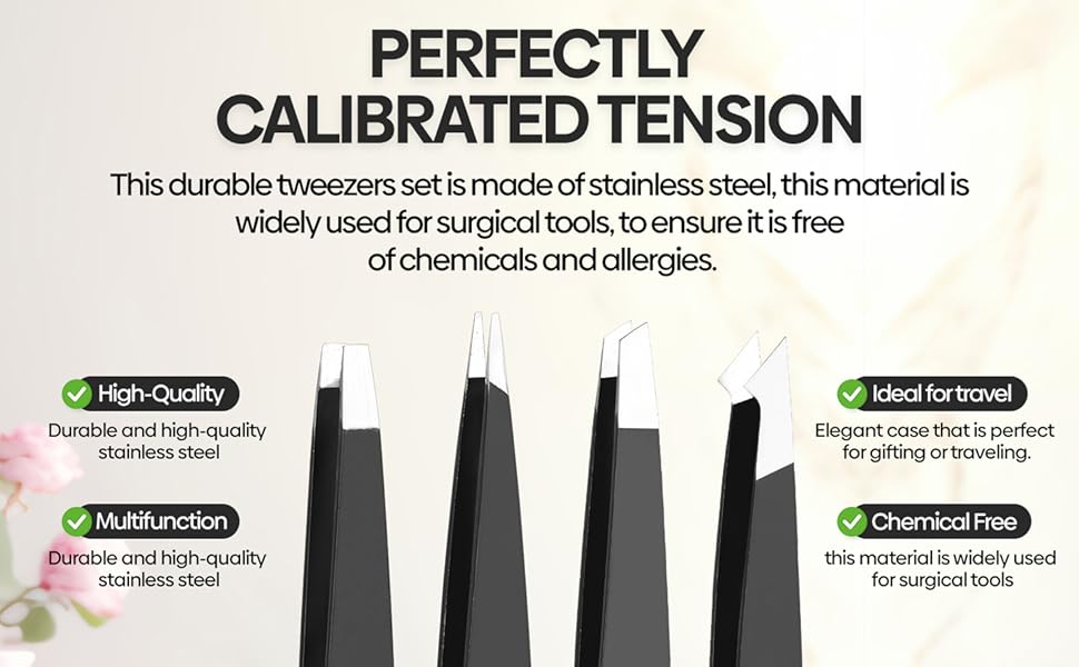 Tweezers Set, Professional Stainless Steel Tweezers