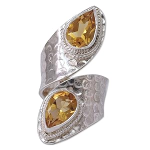 NOVICA Handmade Sterling Silver Wrap Ring with Citrine Gemstone Jewelry women jewelry fashion gifts