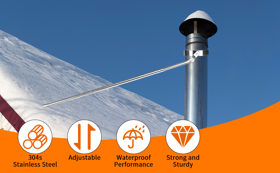 6DPXRB 6" Extended Roof Bracket Support Stainless Steel Pipe Support