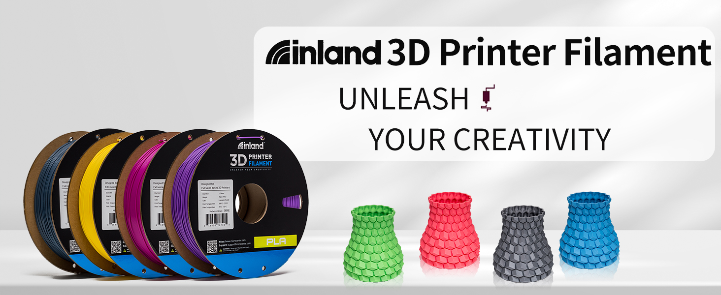 Inland PLA Filament 1.75mm Black 1KG, 3D Printer Filament Dimensional Accuracy +/- 0.02mm, 1kg Spool (2.2lbs) Fits Most FDM 3D Printers (Coal Black, 1 Pack) 9 Inland PLA Filament