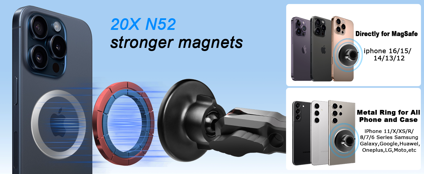 Ford Bronco magnetic phone mount holder suitable for all mobile phones, with MagSafe metal ring.