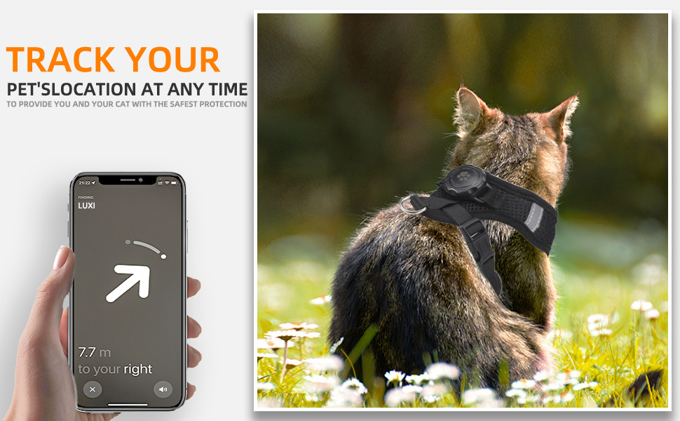 Pet Supplies AirTag Cat Harness and Leash for Walking, Integrated Cat