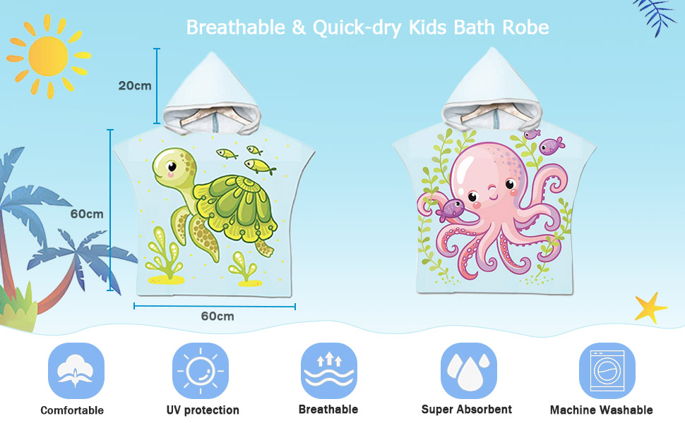 kids changing robe cute cartoon ocean animal