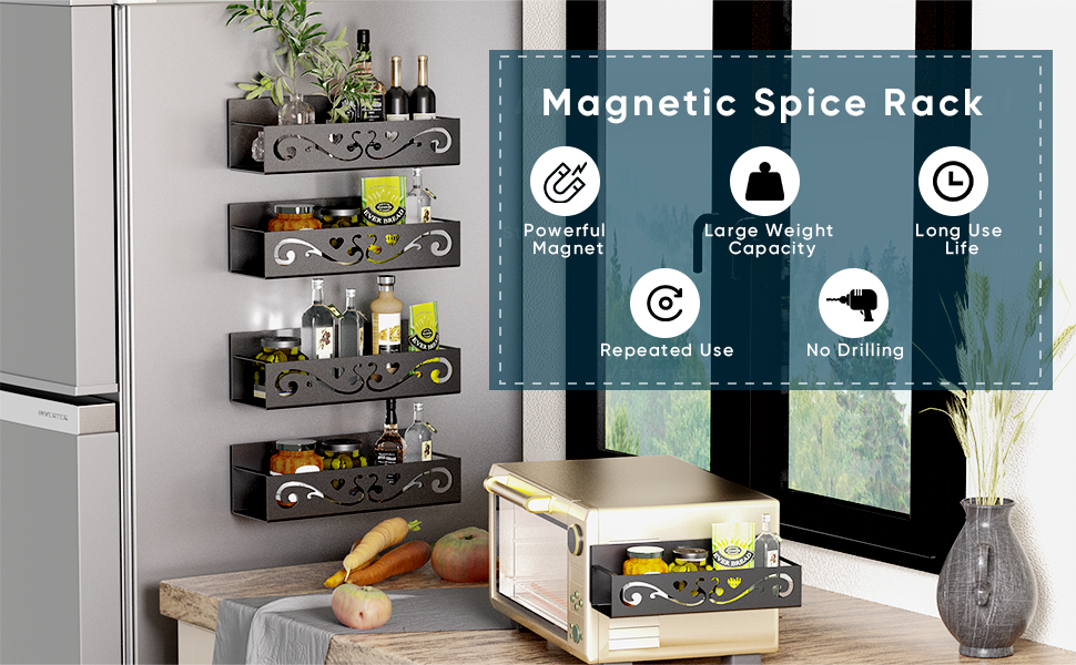 ADWOLT 4 Pack Spice Racks,Refrigerator Spice Holder