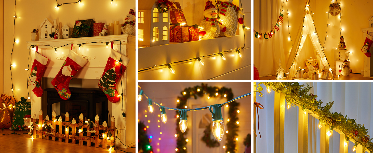 C7 Clear LED Christmas String Lights Outdoor