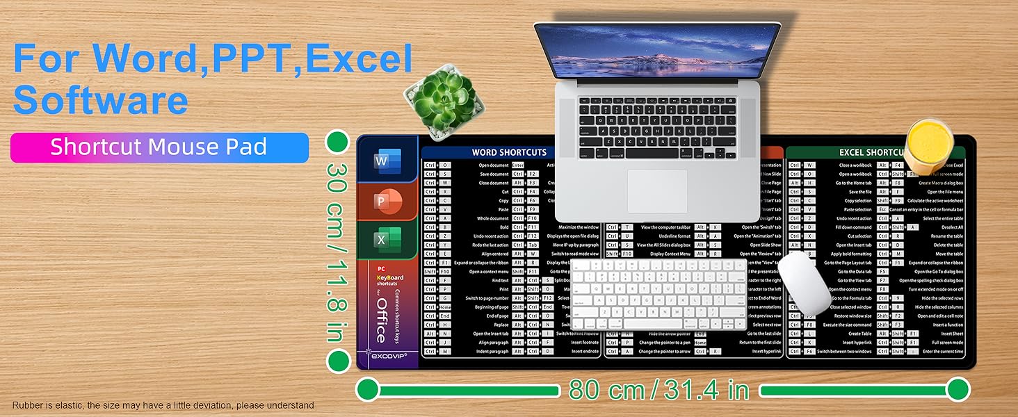excovip Large Mouse Pad XL, Office Shortcut Mouse Pads, Extended ...