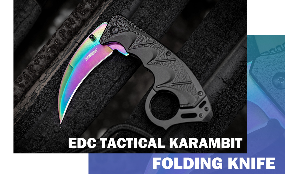Dispatch Karambit Folding Knife Stainless Steel Rainbow