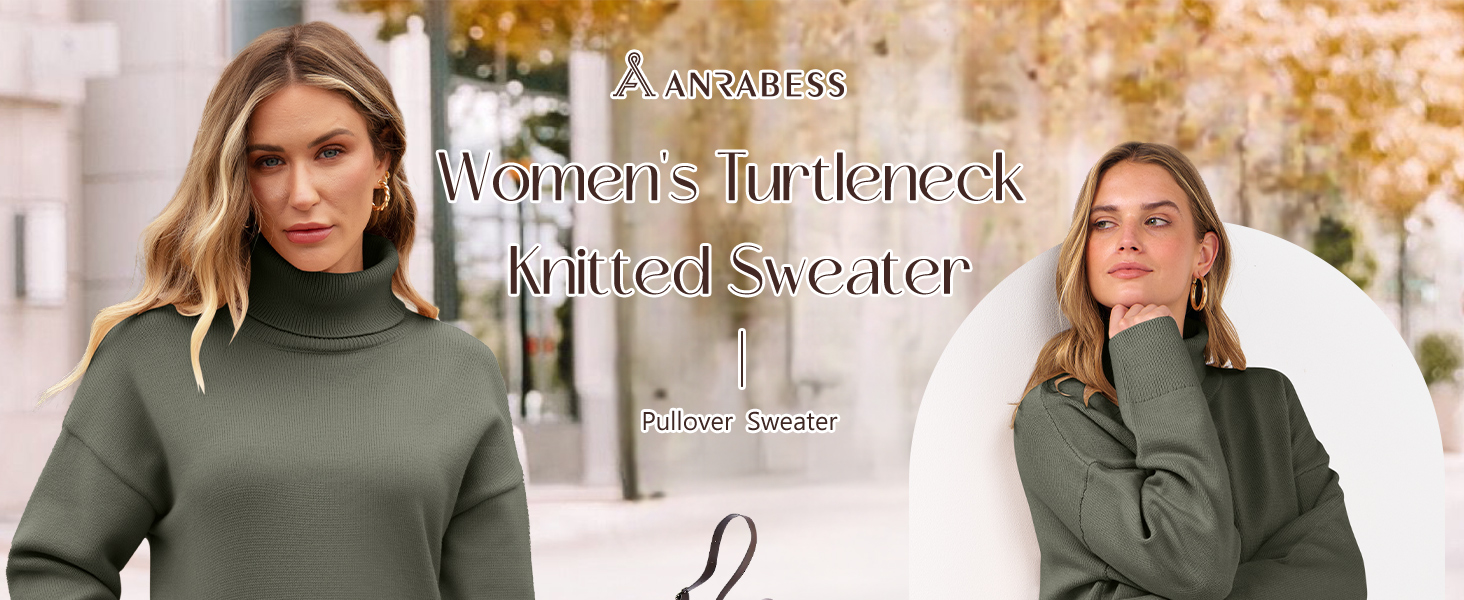 Womens Turtleneck Sweaters Long Sleeve Oversized Chunky Knit High Low Hem Pullover Sweater