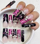 96PCS Extra Long Square Press on Nails – 4 Box Nail Set with Cute Designs | Reusable Fake Nails w...