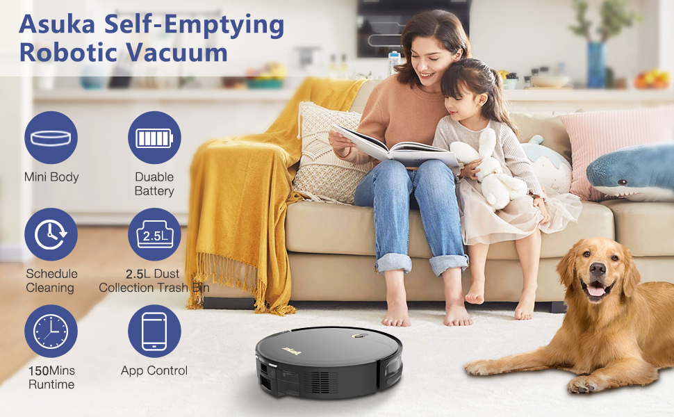 Asuka AI Ultra Robot Vacuum, Home Mapping, HEPA Bagless