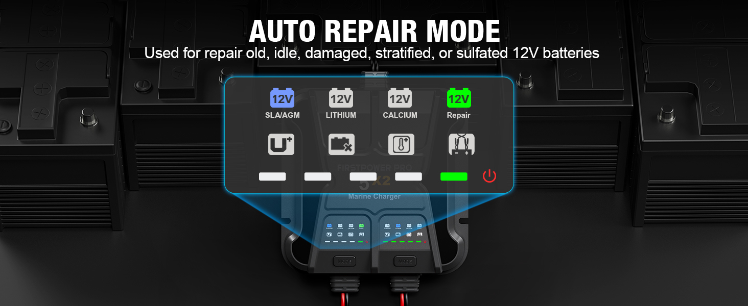 2 bank onboard marine battery charger