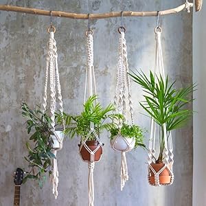 Hanging Planter Basket with Wood Beads