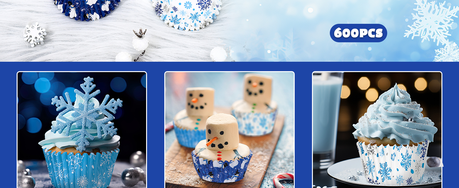 Christmas Winter Snowflake Cupcake Liners