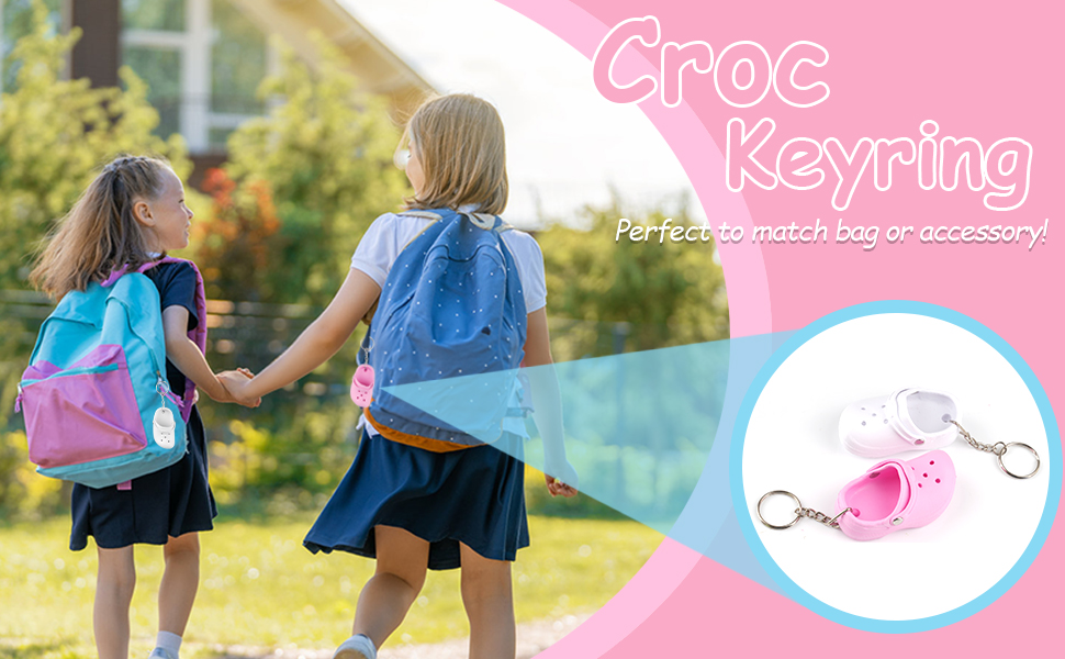 Vaktop Croc Keyring, 6pcs Mini Croc Shoe Keychain, Funny Slippers Keychains, Shoe Charms Keyring Bag Pendant Accessories for Girls Boys Adults 11 Croc Keyring 02