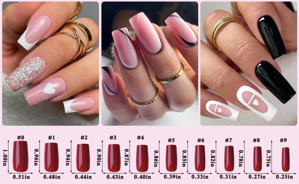 full cover square nail tips medium press on nails long fake nails glue on nails for women girls