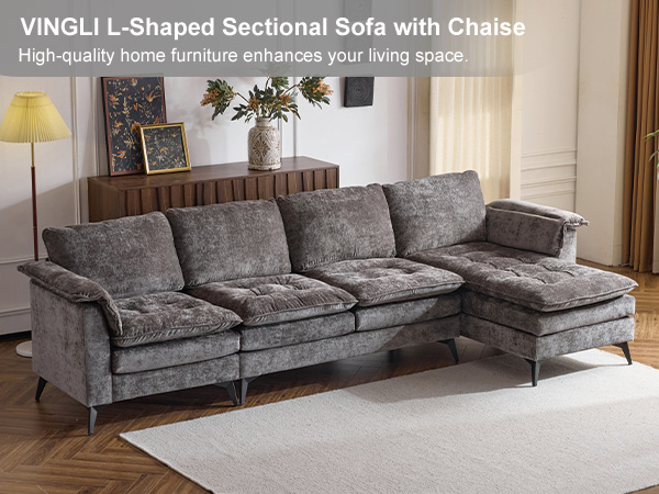 Amazon.com: VINGLI 129'' Reversible Sectional Couches for