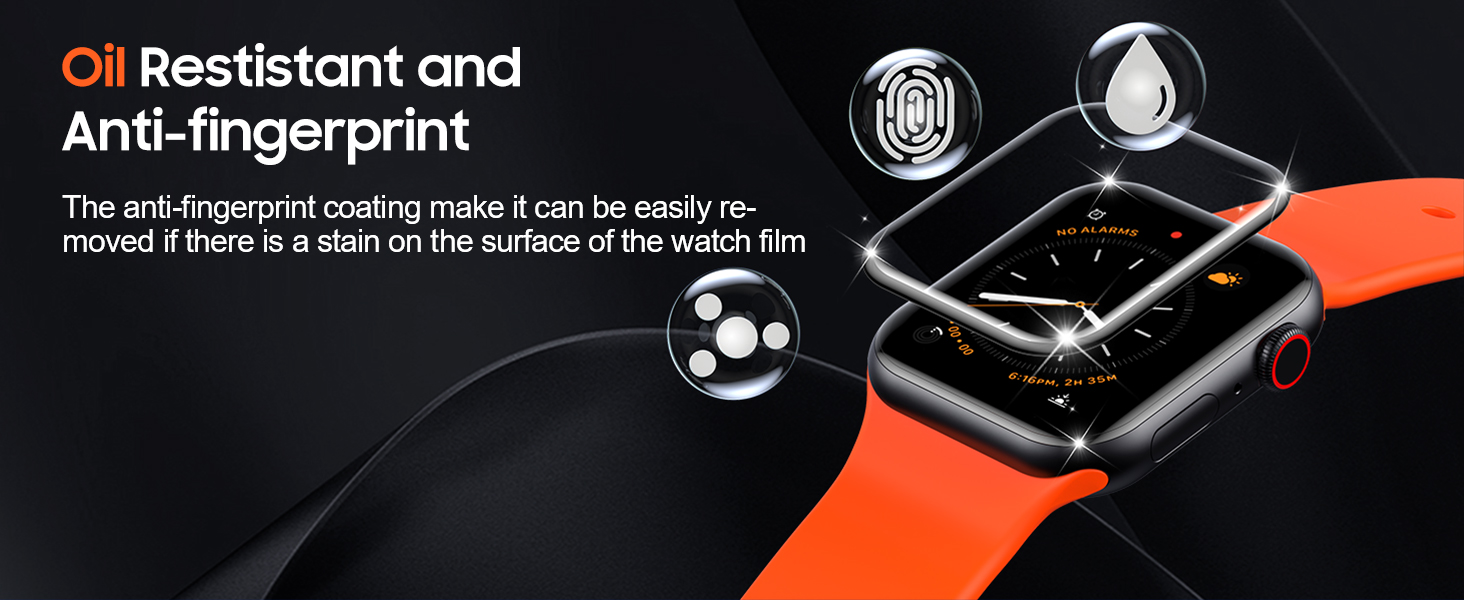 Uyiton 2 Pack for Apple Watch Series 9/8/7 Screen Protector 45mm, [Zero Bubble][Not