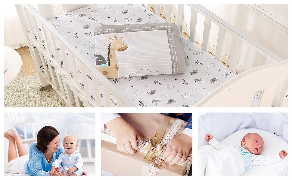 Wowelife Crib Bedding Set Gray, Premium 3Piece Baby Bedding Set