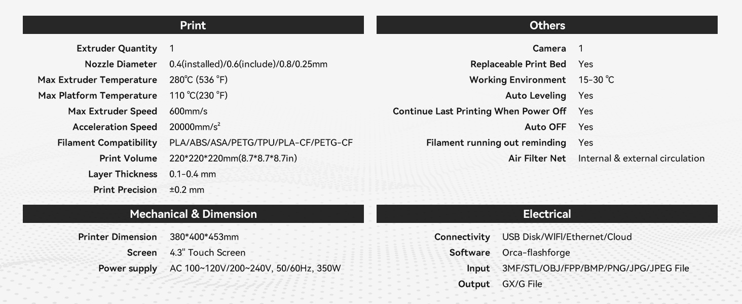 Flashforge Adventurer 5M Pro 3D Printer: 600mm/s High-Speed Printing, Auto Bed Leveling, Quick-Release Nozzle, Removable PEI Plate & Dual Filtration System, 8.7"x8.7"x8.7" Build Volume 14 para