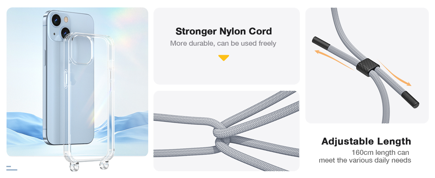 GOODVISH Mobile Phone Chain for iPhone 15, Case with Strap, Camera