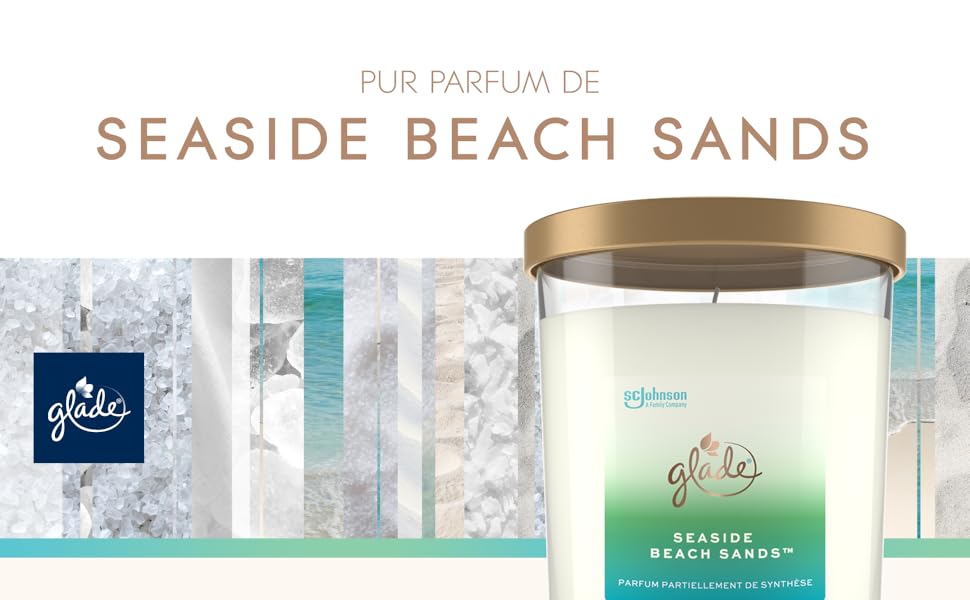 Glade Bougie Parfumée 85h Extra Large, Idée Cadeau, Parfum Seaside