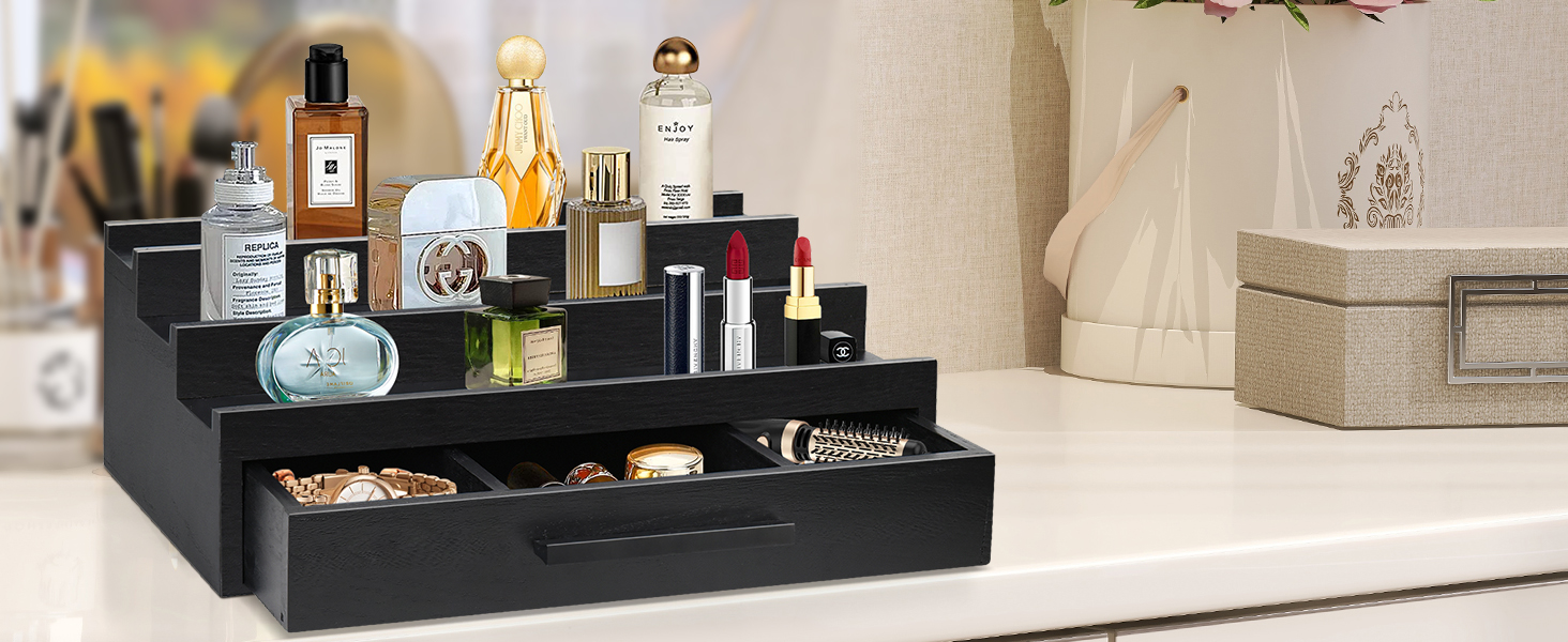 3Tier Cologne Organizer for Men, Wood Perfume Organizer