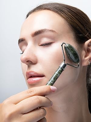 Model shot with jade roller
