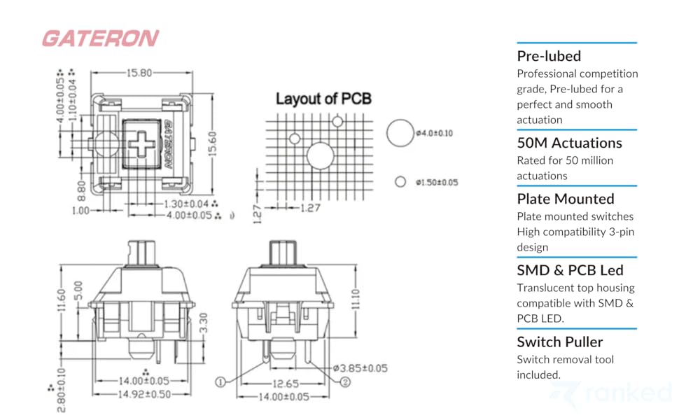 ks9 G PRO G-PRO ks-9 gateron mechanical switches dimension