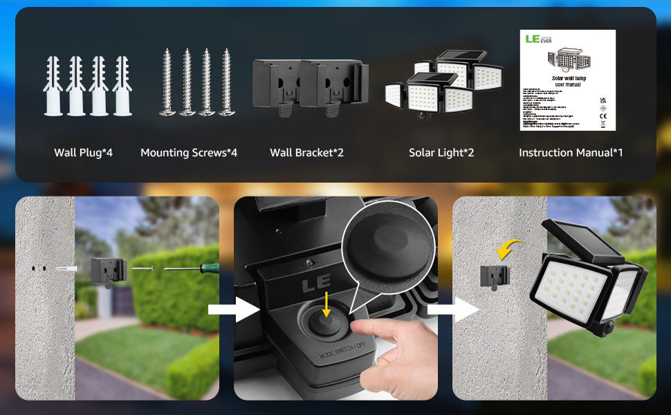 Lepro Solar Security Lights, 1200LM Solar Floodlights Motion Sensor