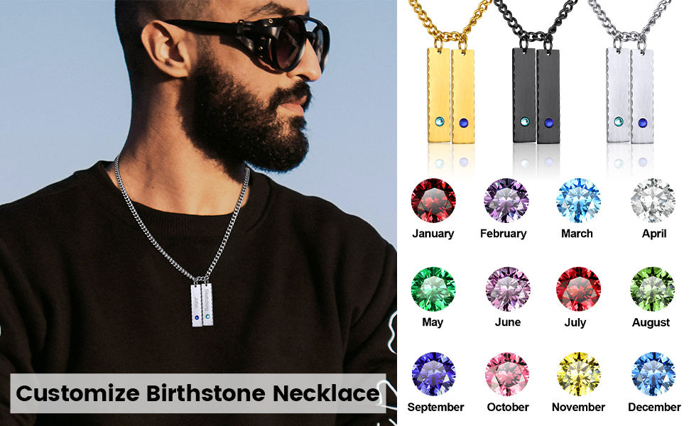 Personalized Birthstone Necklaces for Men Women
