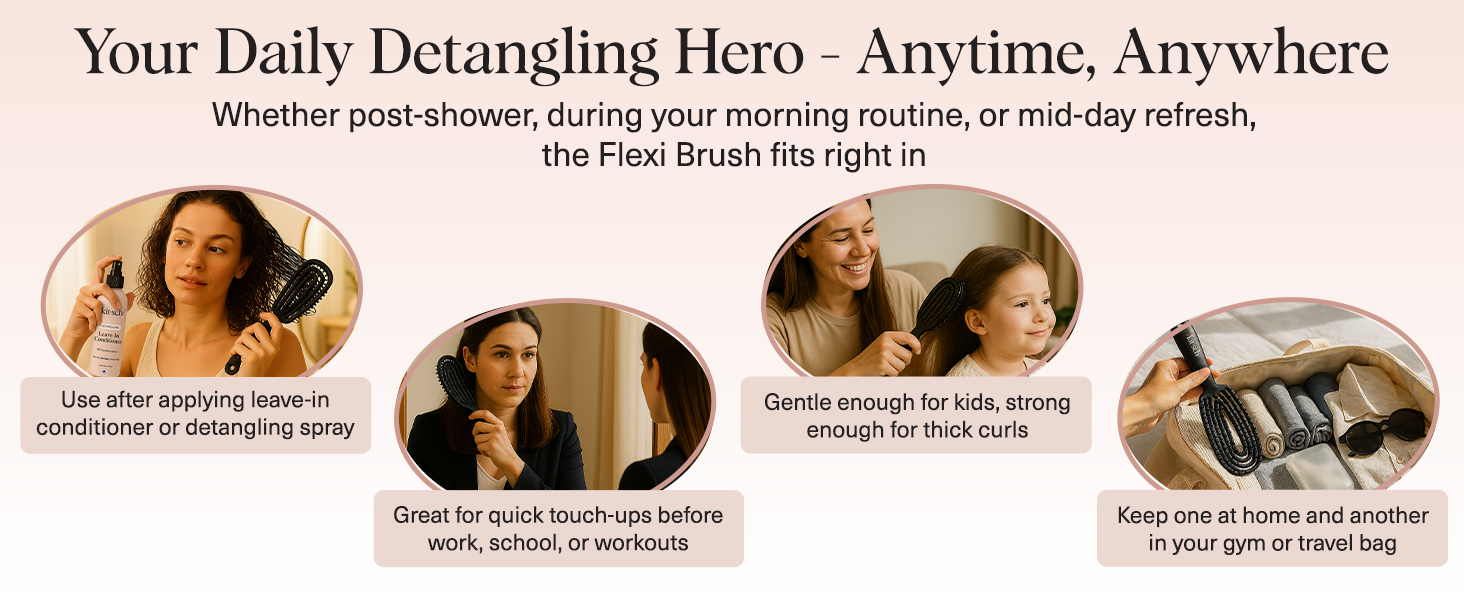 Flexible Hair Brush for Women and Men Adults & Kids Ulta-Smooth Bristles for Wet or Dry Strands