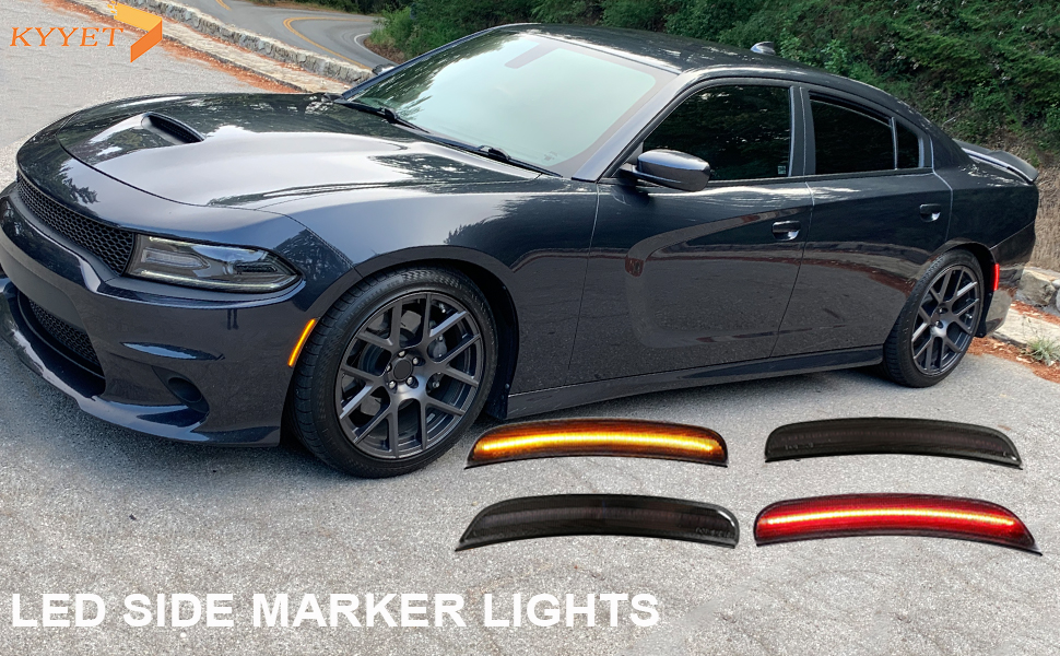 KYYET Front & Rear Smoked Lens LED Side Marker Light Lamp Kits