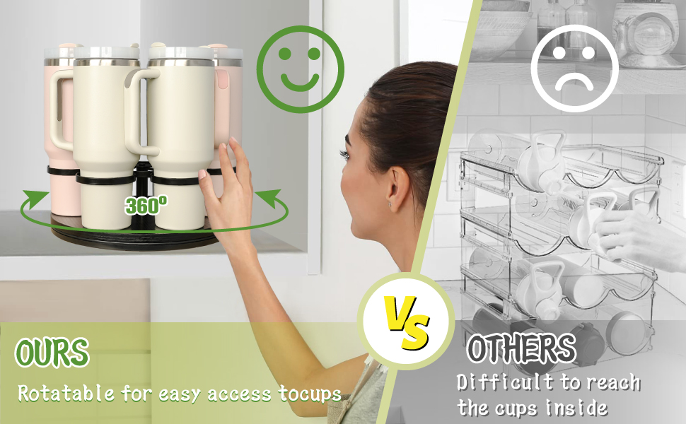 Water Bottle Organizer for Stanley 0.8-1.2L,Tumbler Organizer, Rotatable Stanley Holder,Stanley Cup Organizer,Kitchen Organizers Storage for Stanley Cup Accessories,Stanley Cup Storage.Cup Organizer 12 Rotatable Stanley Cup Organizer for Kitchen Cabinets