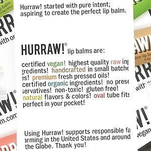 HURRAW Organic Certified Vegan Cruelty Free Non GMO Gluten Free Natural Luxury Watermelon Lip Balm