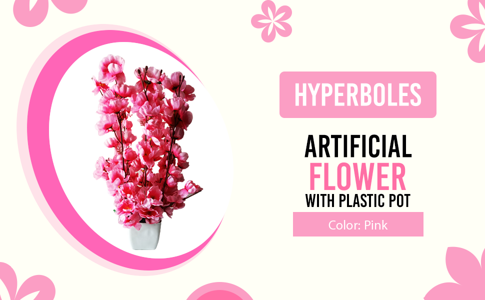 Buy Hyperboles Artificial Pink Flower Pot 12inch/30cm (Pink) Online