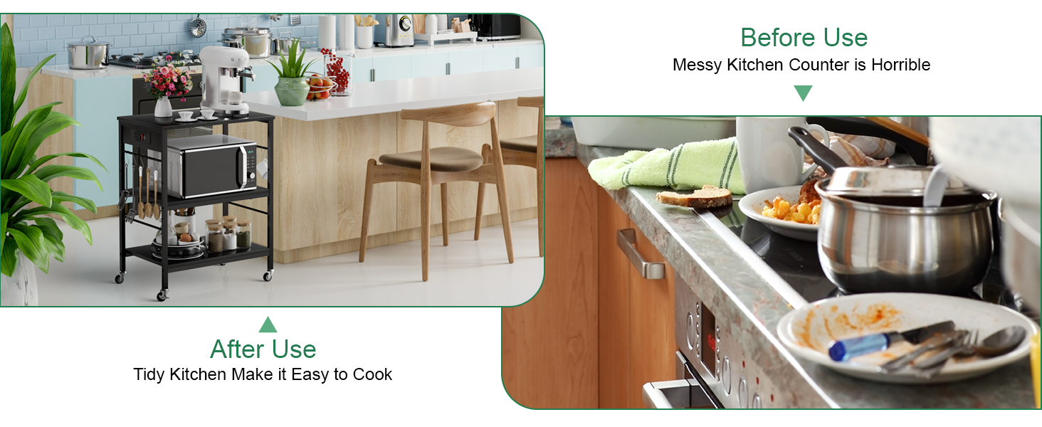 ETELI Bakers Rack with Power Outlet Black Coffee Station