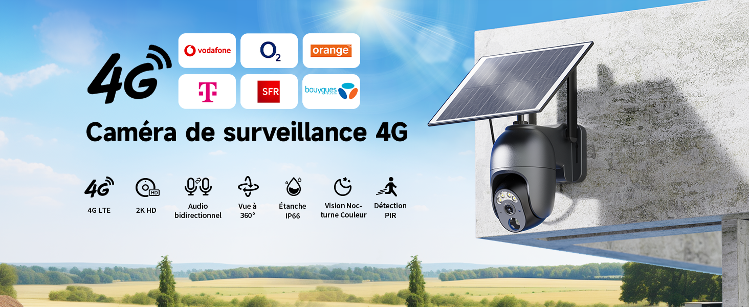 4G LTE Caméra Surveillance Solaire