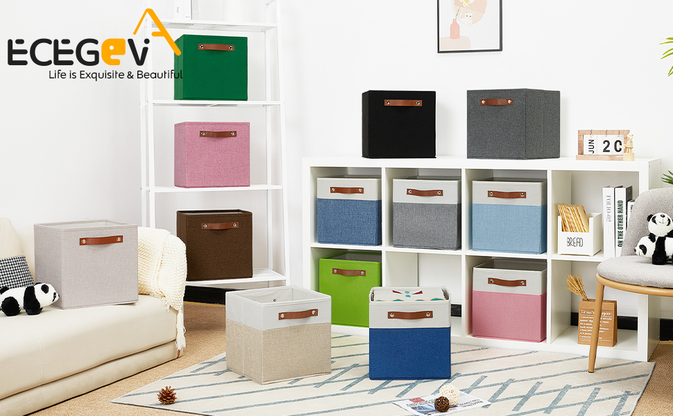 Ecegeva 6 Pack Storage Cubes, Foldable Storage Cubes with