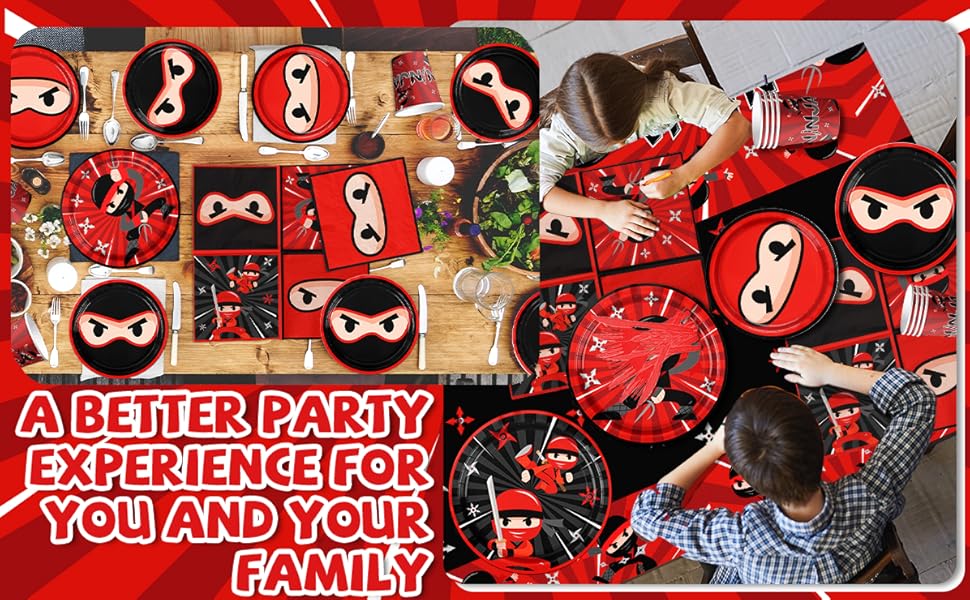 Ninja Birthday Party Decoration Tableware Set,142pcs Ninja