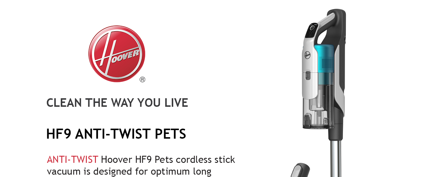 Hoover Cordless Stick Vacuum Cleaner, HF9 with Anti Twist Bar to